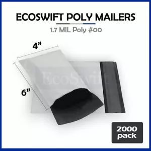 2000 4 x 6 EcoSwift Weiß Poly Versandtaschen Versand Umschläge Selbstversiegelnde Beutel 1,7 Mil - Bild 1 von 5