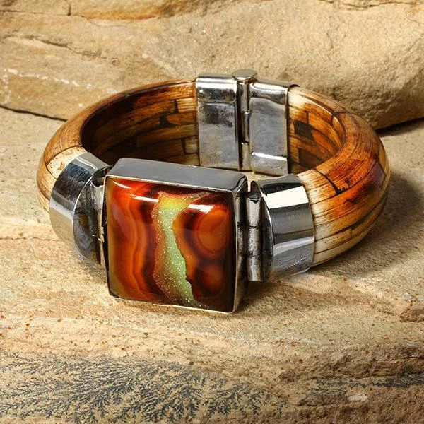 Nuevo Brazalete Brazalete Tara Mesa Mocha Drusy Cuarzo y Hueso Marrón Foto 1 de 1