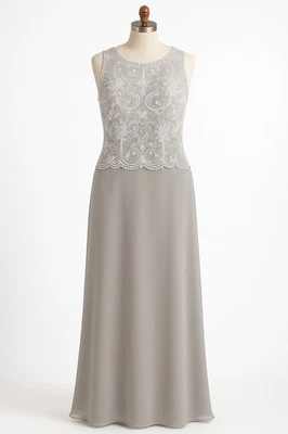 Vestido JKara New York Con Cuentas Sin Mangas Champagne Desnudo Dobladillo Vieira Talla 8 Foto 1 de 4
