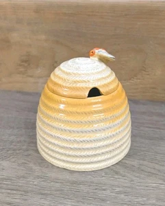 Early CLARICE CLIFF - Newport - Olla de miel alrededor de 1930 - Cesta tejido estilo Skep - Imagen 1 de 8