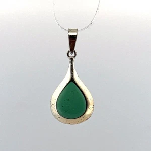 Nachlass Sterling Silber 925 Träne grüner Stein Anhänger, 2,6 g, gemarkt, ohne Kette - Bild 1 von 8