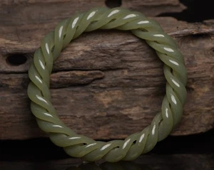 Colección Hotan Jade Talla Renacimiento Brazalete Trenzado Armonía Serenidad - Imagen 1 de 9