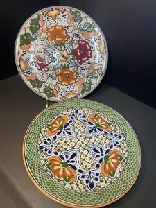 Talavera Mexican Pottery Plate 11.5” Artisan Hand Painted Lead Free Lot Of 2 - Picture 1 of 18