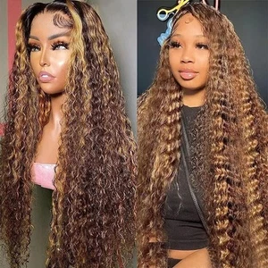 Highlight Lace Front Wig Human Hair 4/27 Highlight Ombre 13x6 Water Wave Lace... - Bild 1 von 8
