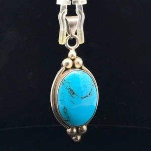 VTG Sterling Silver - MEXICO TAXCO Turquoise Pendant - 20g - Picture 1 of 5