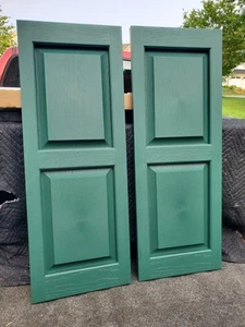 Raised Panel Exterior Shutters (2-Pk) Alpha 14.5" x 38.5" Green VBLR39GR NEW - Picture 1 of 11