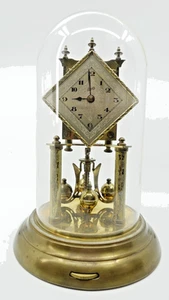 Vintage Schatz Diamond Face Brass Anniversary Dome Clock Aug 1954 Germany Untested - Bild 1 von 7