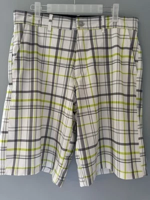 Pantalones cortos de tabla Ocean Pacific elásticos de 4 vías para hombre talla 32 blanco gris lima a cuadros Foto 1 de 4