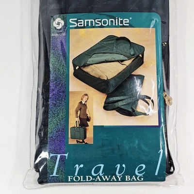 Bolsa dobrável de viagem vintage Samsonite verde 20,5 x 6,25 x 15,5 nova com etiqueta - Imagem 1 de 4