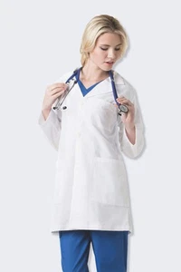 White Unisex Lab Coat 7106 - Buttons, Large Pockets, Student, Vet, Doctors - Picture 1 of 7