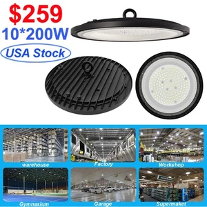 10 Pack 200W High Bay Led Light Factory Warehouse Commercial UFO Led Shop Lights - Picture 1 of 9