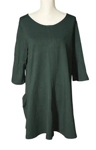 Bryn Walker Tunic Size Medium Green Organic Cotton Pocket Lagenlook Minimalist - Picture 1 of 9