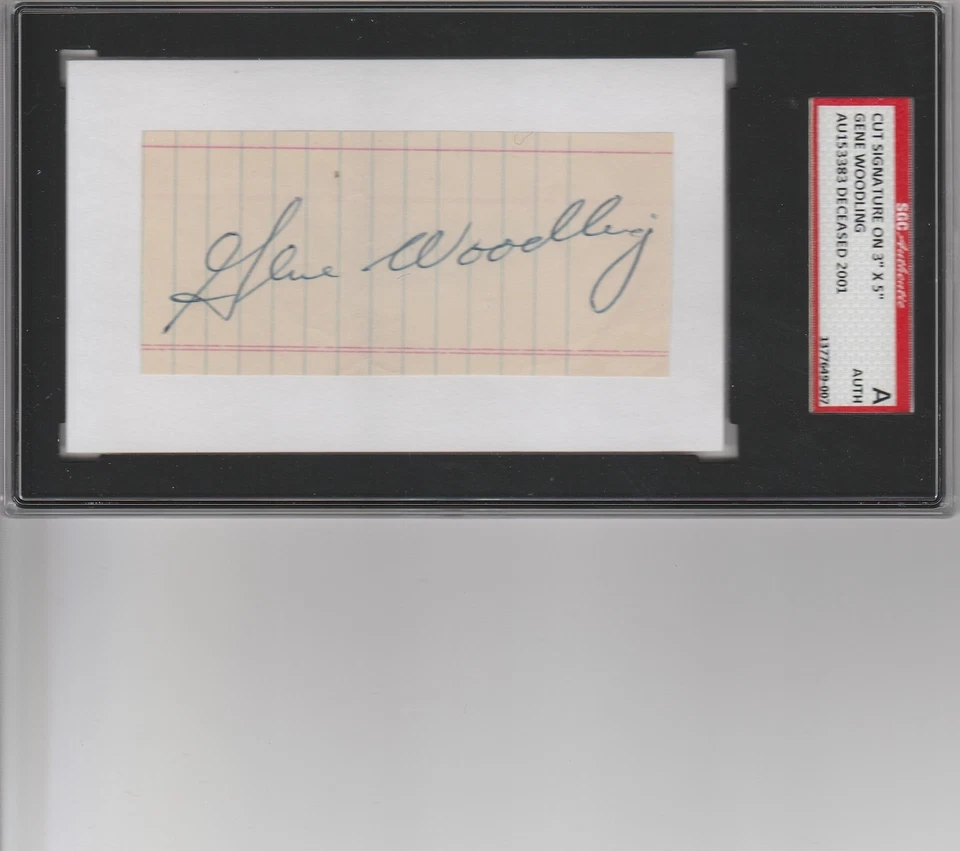 Gene Woodling Cut Autograph on 3x5 Index Card Deceased 2001 SGC Authentic - Image 1 of 1