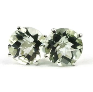 Pendientes de poste de plata esterlina 925, amatista verde, SE112 - Imagen 1 de 6
