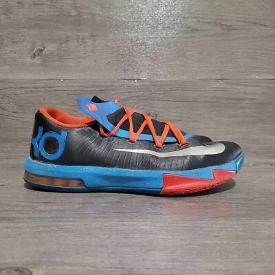 耐克 Kd Kevin Durant 6 VI Thunder Away 尺码 6.5y 黑色蓝色篮球鞋 — 第 1/4 张图片