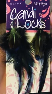 NUOVI orecchini Candi Locks piuma nera 4-5” Kline - Foto 1 di 6
