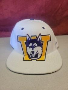 Vintage UW Huskies Dog Bite Bill Snapback Hat Washington White/Purple/Gold - Picture 1 of 5