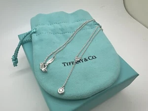 Tiffany & Co. Elsa Peretti Sterling Silver Diamonds By The Yard Necklace 16" - Picture 1 of 10