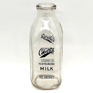 Vintage Colvert's Pasteurized Milk Bottle No Deposit Glass Collectible Quart - Picture 1 of 16