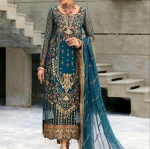 Asian Indian Pakistani Party Wear Wedding Maxi Dress Shalwar Kameez - Picture 1 of 7