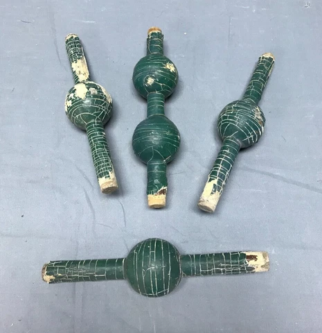 Antique Set 4 Small Wood Porch Span Spindles 2x8 Stick & Balls VTG Chic 447-23B Cover