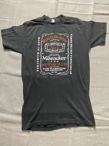 Harley Davidson T-Shirt 80s  Jack Daniel’s Milwaukee Biker Small Single Stitch - Picture 1 of 8