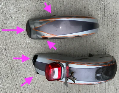 2005 Harley-Davidson screaming Softail Fat Boy Front Rear Wheel Fender Tin DAMAG - Image 1 of 4