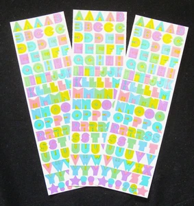 Mrs Grossman Vintage Three 2x6" Sticker Sheets Pastel Alphabet-250 digits+ - Picture 1 of 1
