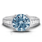 1.79ct Blue SI3 Round Natural Diamonds Plat Vintage Style Engagement Ring