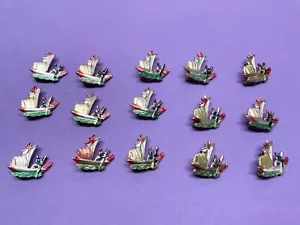 15 Vintage Dime Store Chinese Fishing "Junk" Boat Brooch Pin Metal Decoration - Picture 1 of 6