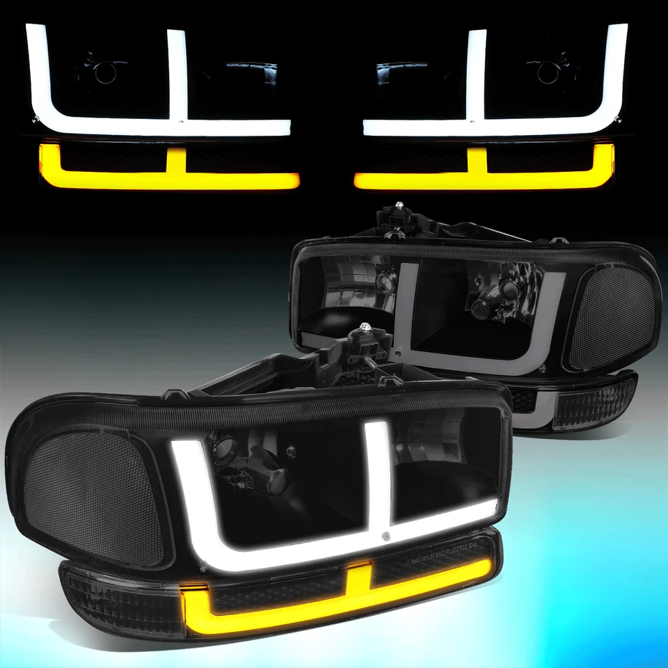 Para 1999-2007 Sierra 1500 Yukon Switchback LED DRL lâmpadas de farol fumê - Imagem 1 de 4