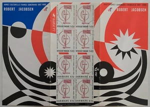 Bloc feuillet 1988 France - Danmark Robert Jacobsen Peintre 2 blocs de 4 timbres - Foto 1 di 2