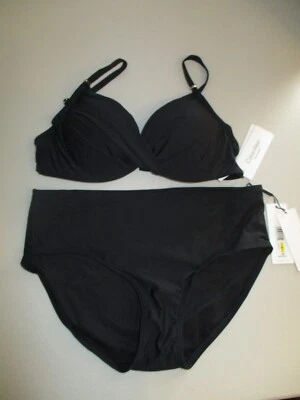 Calvin Klein Womens Sz M Bikini Set Two Piece Black Swimwear Push Up Underwire - Image 1 of 4