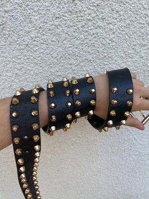 Cinturón De Colección Punk Avant Garde Cuero Negro Goteo Gótico Raro Foto 1 de 4