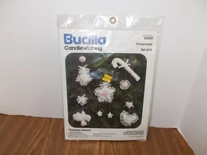 Vtg Bucilla Candlewicking COLONIAL CHARM Christmas Ornaments Set of 5 / #82061 - Picture 1 of 4