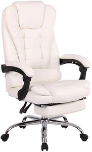 Bürostuhl 136 kg belastbar Kunstleder weiß Chefsessel Gamer Gaming Zockersessel - Bild 1 von 7