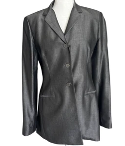 TAHARI Tailored Gray Button-Up Blazer Jacket Notched Silky Lined Sz 4 - Picture 1 of 7