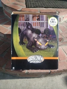 6' luftgeblasene aufblasbare leuchtende schwarze Katze drehender Kopf Halloween Hof Requisite Dekor - Bild 1 von 7