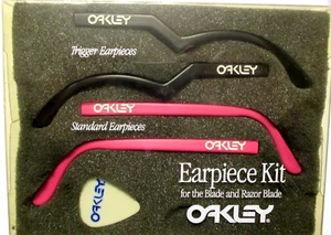OAKLEY RAZOR BLADES COMPLETE KIT BLACK TRIGGER ARM PINK STRAIGHT EAR PIECE STEM - Picture 1 of 6