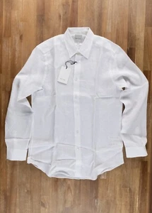 PAUL SMITH mainline solid white linen shirt with Artist stripe detail Medium NWT - Picture 1 of 9