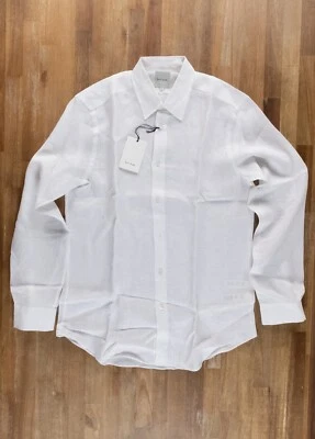Camisa PAUL SMITH línea principal lino blanco macizo con detalle de rayas Artist mediana nueva con etiquetas Foto 1 de 4