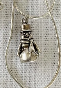 925 Sterling Silber Italien Schneemann Halskette 7g. 16" lang. - Bild 1 von 7