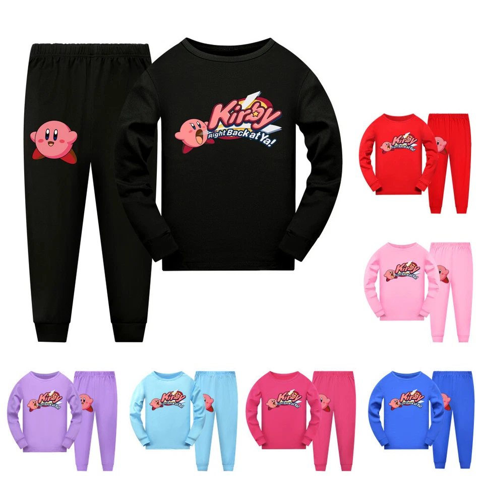 Kds Kirby Pyjamas Top+Pants Set Sleepwear Nightwear PJ'S Sets Outfit Xmas Gift