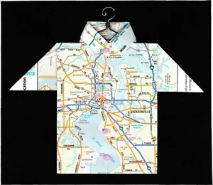 Camisa Mapa Origami Florida, Jacksonville, St. Johns River, Zoo & Gardens - Imagen 1 de 2