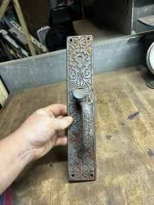 Antique Old Sargent Cast Iron Eastlake Ornate Door Pull Handle Thumb Latch USA - Picture 1 of 12