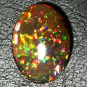 13.6 ct Natural Top Ethiopian Multicolor Fire Black Opal Oval Cabochon Loose Gem - Picture 1 of 4