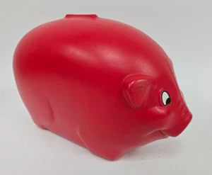 Vintage Blow Mold Pig Piggy Bank Red Free S&H - Picture 1 of 8