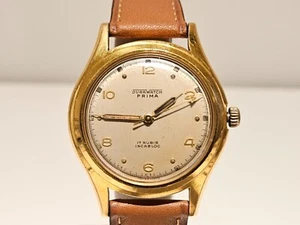 VINTAGE WW2 SWISS GOLD PLATED LUXURY MEN'S MECHANICAL WATCH "JURA WATCH" PRIMA - Picture 1 of 10