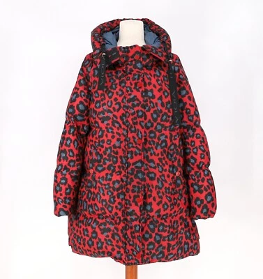 VIOLANTI Italian Red Leopard Print Piumino Down Hooded Jacket Size 44 (US 8/M) - Image 1 of 4
