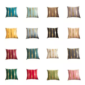 Shiny Gold Stripe Velvet Cushion Cover Home Office Sofa Car Throw Pillow Case - Picture 1 of 19